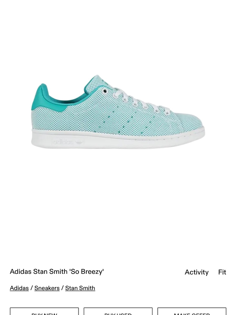 Adidas Stan Smith 'So Breezy' Men’s Aqua Mesh Sneakers